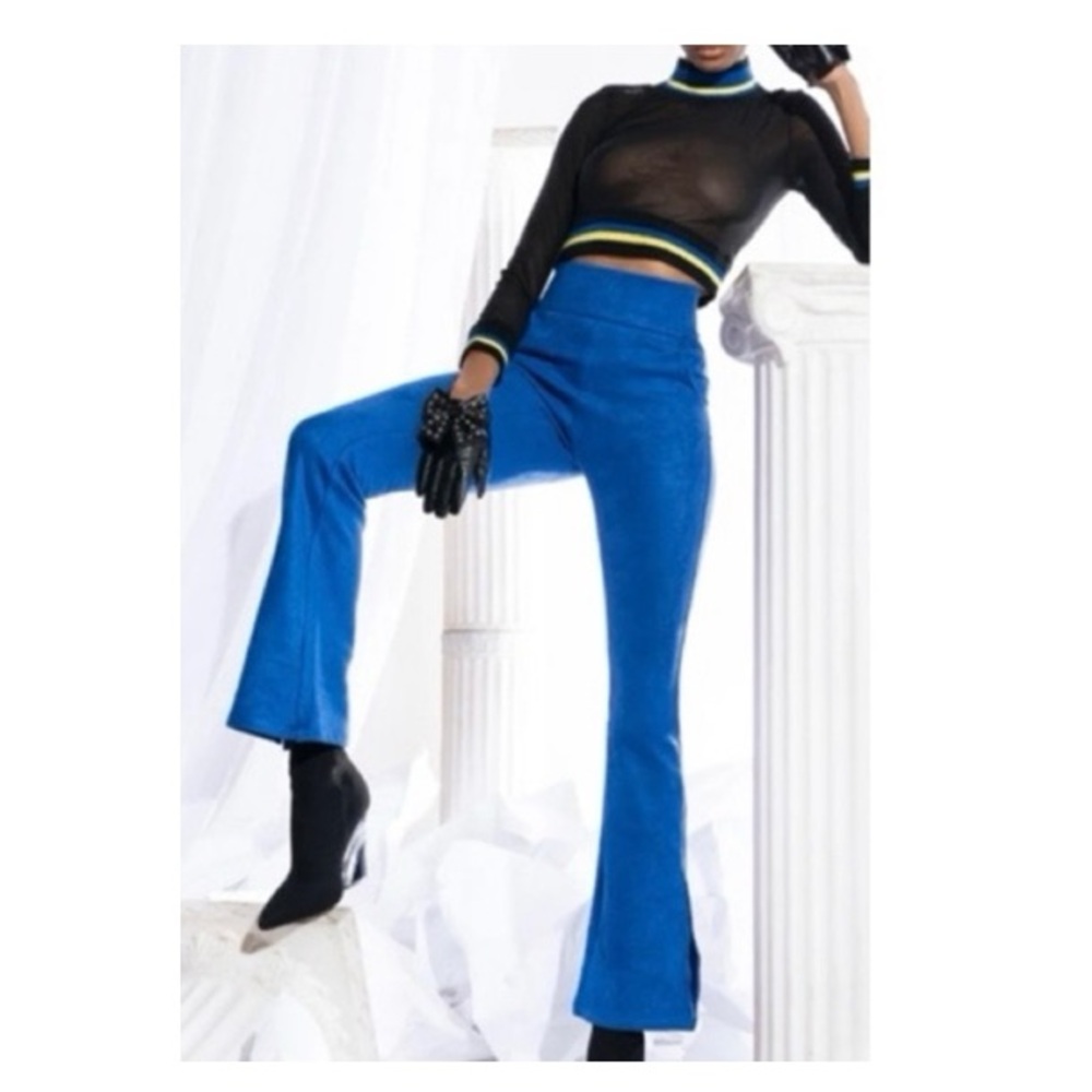 Akira Flared Royal Blue Faux‎ Suede Pants